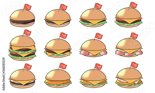 ハンバーガー　旗付き