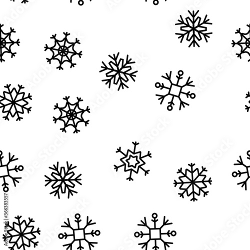Snowflake Tracery Vector Seamless Pattern Thin Line Illustration