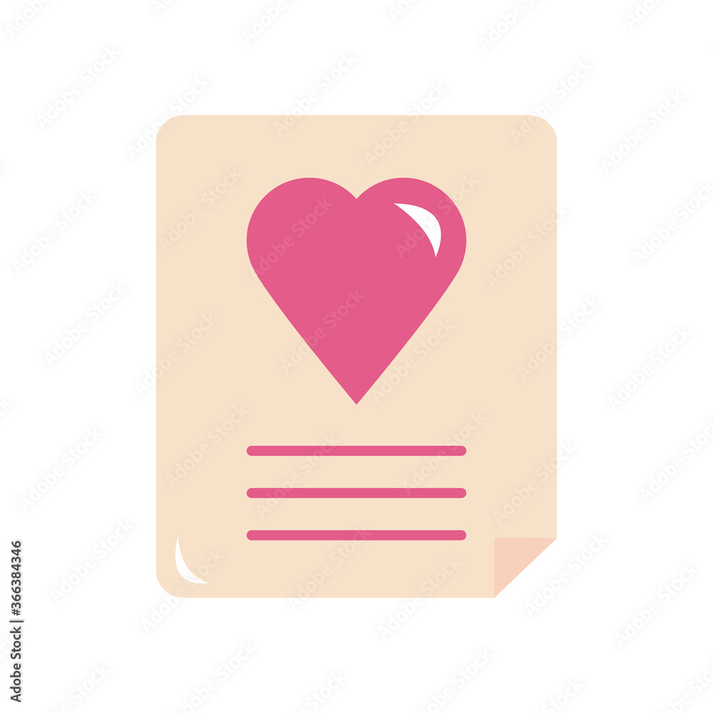 paper with heart icon, flat style paper with heart icon, flat style