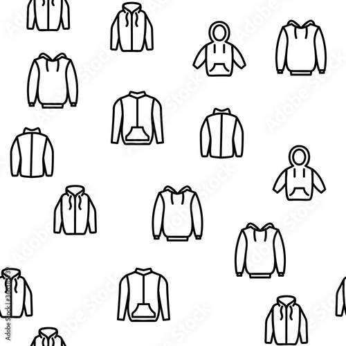 Hoodie And Sweater Vector Seamless Pattern Thin Line Illustration