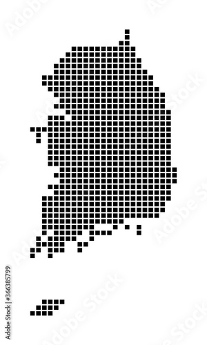 South Korea map. Map of South Korea in dotted style. Borders of the country filled with rectangles for your design. Vector illustration.