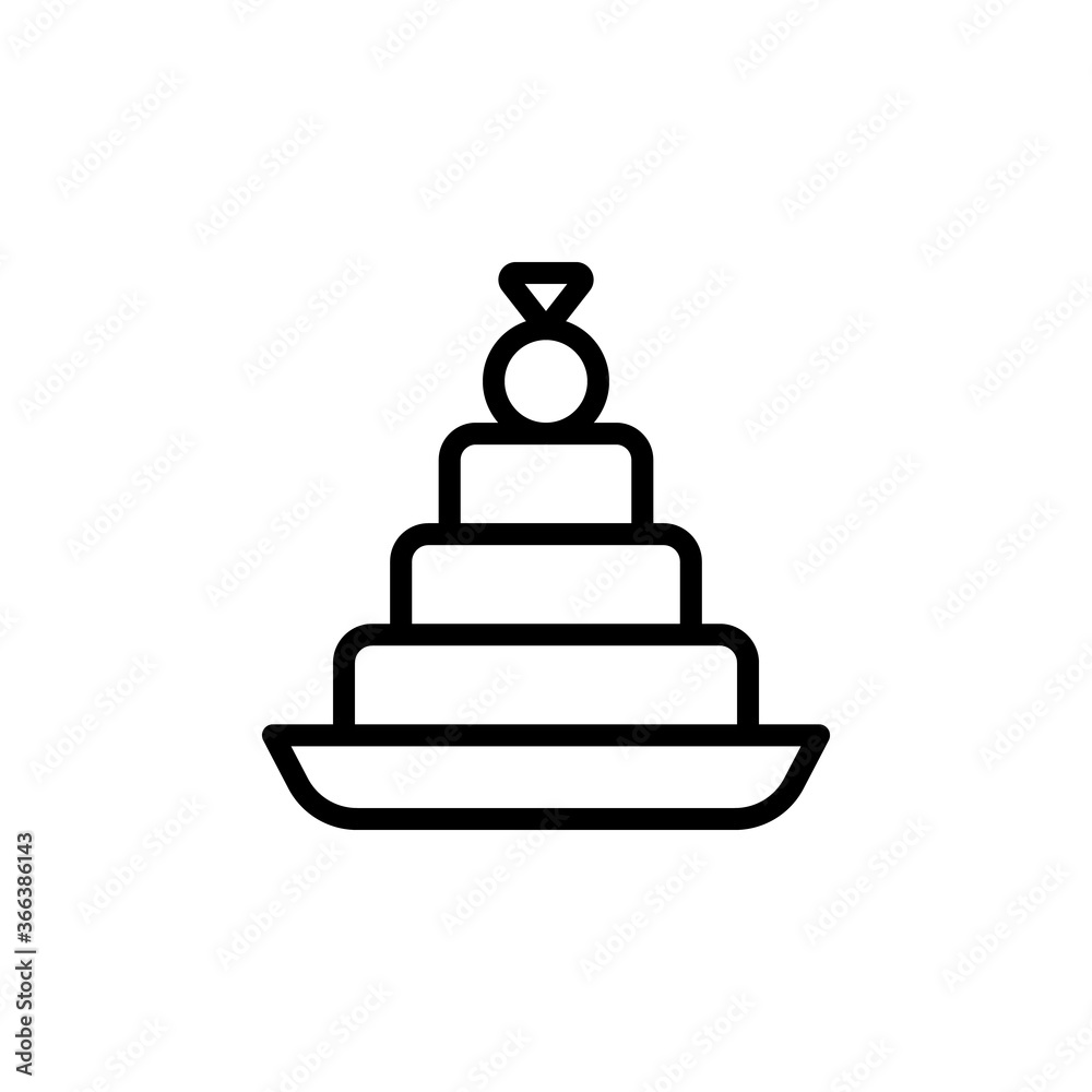 Cake, wedding icon. Simple line, outline vector elements of marriage icons for ui and ux, website or mobile application Cake, wedding icon. Simple line, outline vector elements of marriage icons for ui and ux, website or mobile application