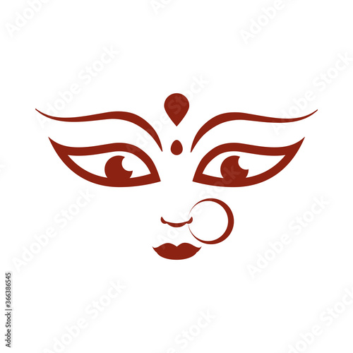 goddess durga face in happy navratri silhouette style icon