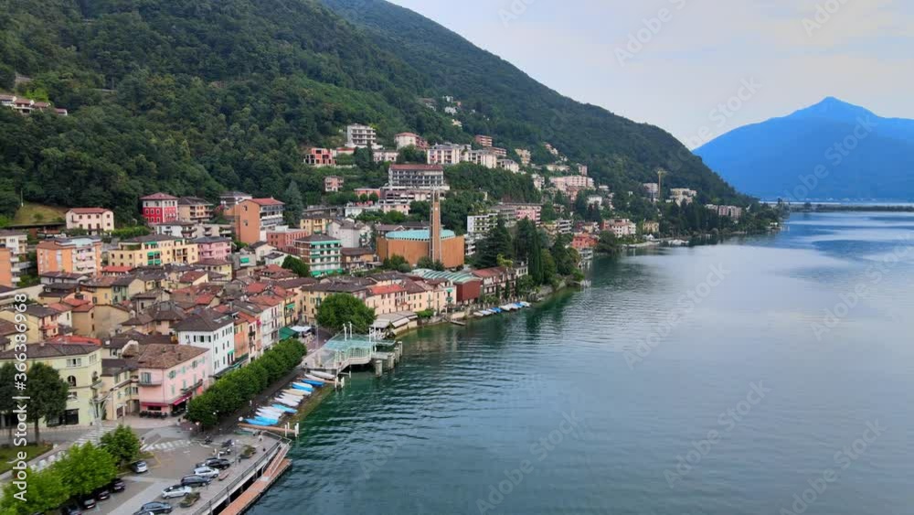 Village of Campione at Lake Lugano - aerial view Village of Campione at Lake Lugano - aerial view
