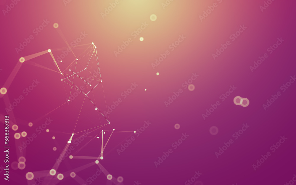 Fototapeta premium Abstract background. Molecules technology with polygonal shapes, connecting dots and lines. Connection structure. Big data visualization.