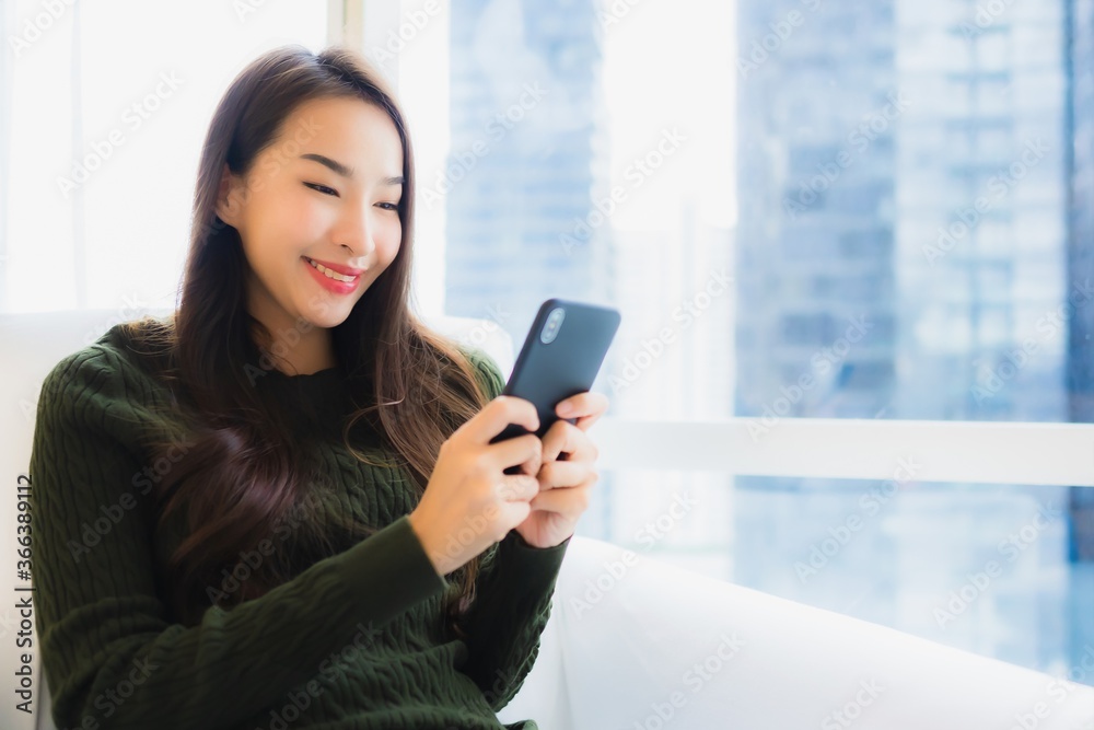 Portrait beautiful young asian woman use smart mobile phone Portrait beautiful young asian woman use smart mobile phone