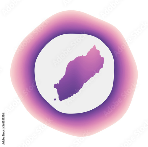 Itsukushima icon. Colorful gradient logo of the island. Purple red Itsukushima rounded sign with map for your design. Vector illustration. © Eugene Ga