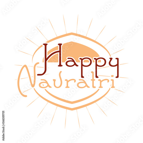 happy navratri indian, calligraphy celebration banner flat style icon