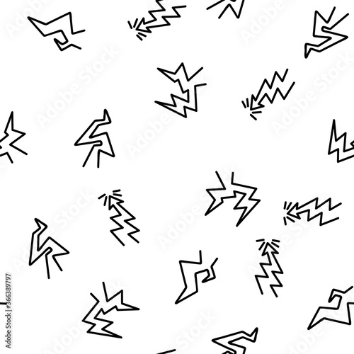 Bolt Lightning Flash Vector Seamless Pattern Thin Line Illustration