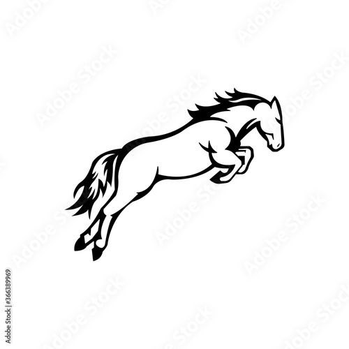 Jumping horse vector. Icon illustration logo.