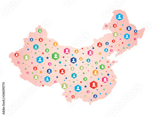 China map connecting people concept