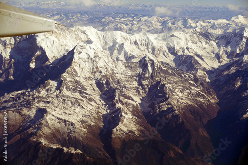 Aerial view of high peaks of the Himalaya photo