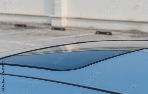 Closeup of automobile sunroof