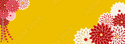 京都の舞妓さんの花かんざしをイメージした菊花の背景イラスト