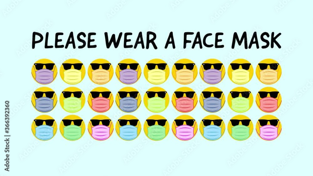 Please wear a face mask text with face mask wearing emoji mask changing