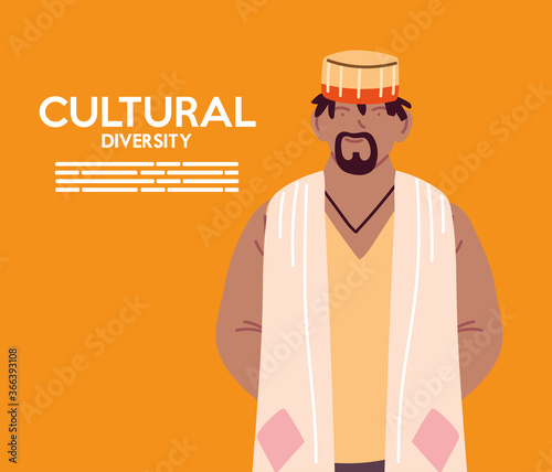 african man cartoon with traditional cloth of cultural diversity vector design