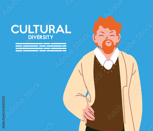 european man cartoon of cultural diversity vector design