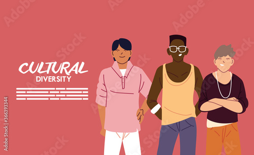 Men cartoons of cultural diversity vector design