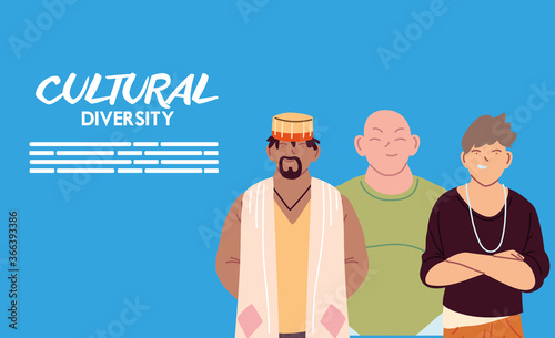 Men cartoons of cultural diversity vector design