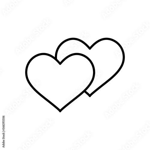love hearts icon, line style