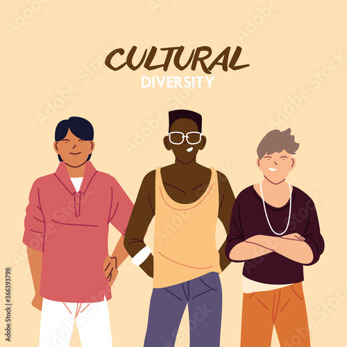 Men cartoons of cultural diversity vector design