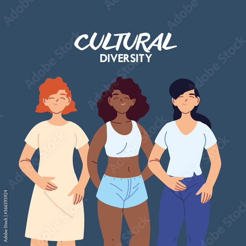 Women cartoons of cultural diversity vector design