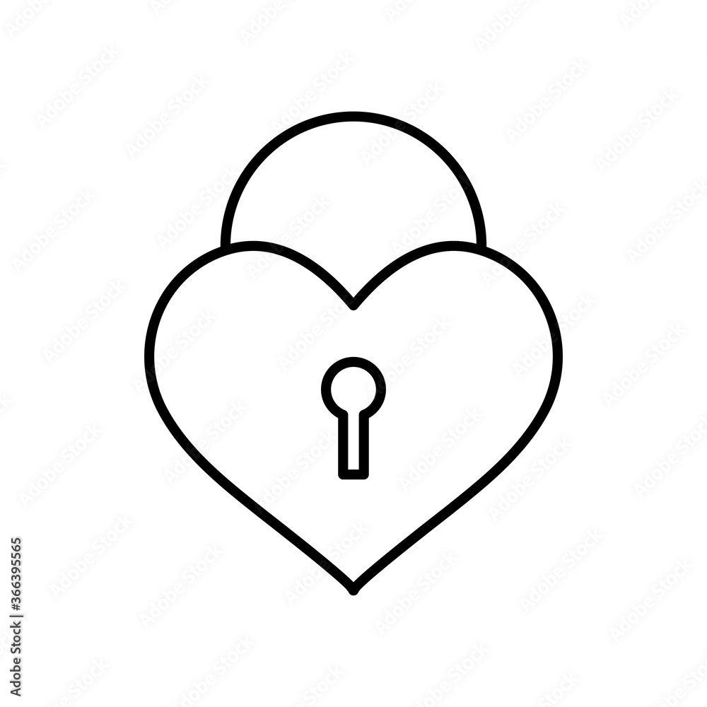 love padlock icon, line style love padlock icon, line style
