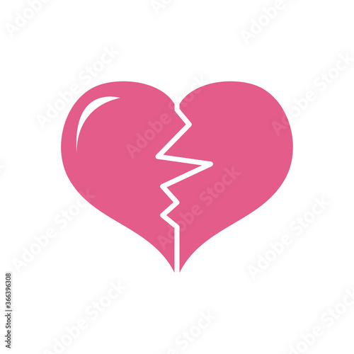 broken heart icon, flat style