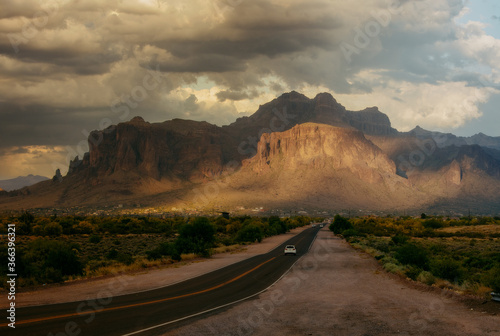 Superstition mountain post-thunderstorm near Phoenix, Arizona
