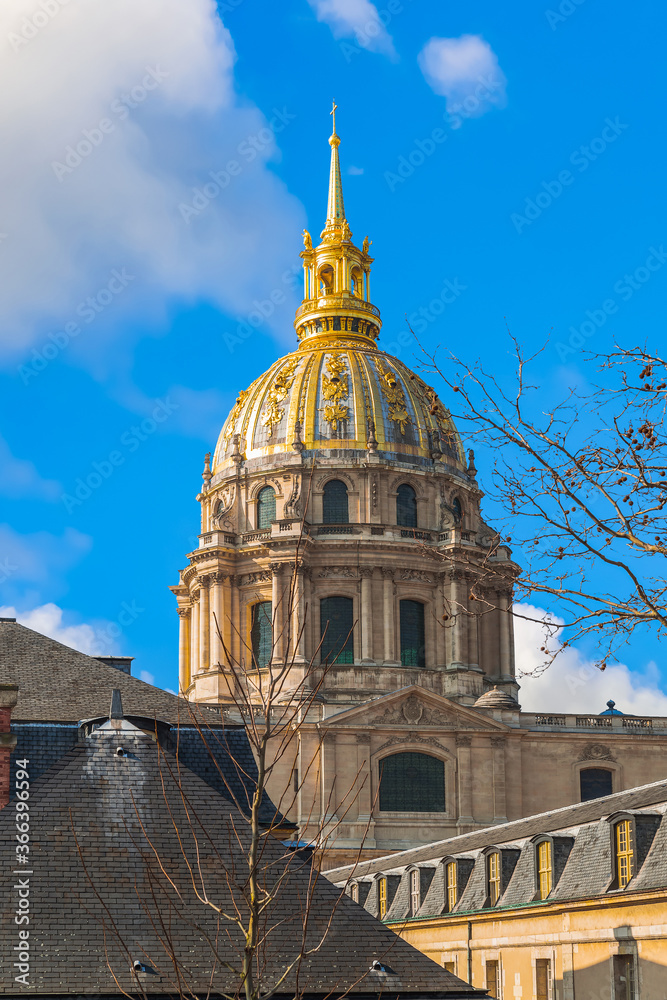 View of the dome of Saint Louis des Invalides Cathedral.Paris.France