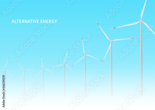Alternative energy background with windmill.