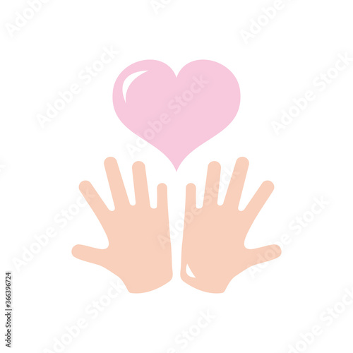 hands and heart icon, flat style