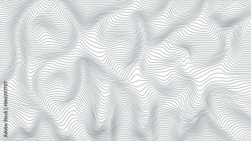 Abstract Background. Grey Dynamic Lines Topographic. Line Contour Geographic Grid Map. Flat Vector Illustration Design Template Element.