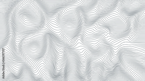 Abstract Background. Grey Dynamic Lines Topographic. Line Contour Geographic Grid Map. Flat Vector Illustration Design Template Element.