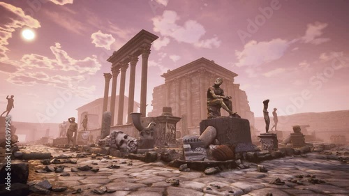 Ancient City,  3D Animation with real photo-scanned archaeological sites and art. 