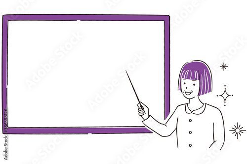 手描き1color シニアのおかっぱの女性　発表