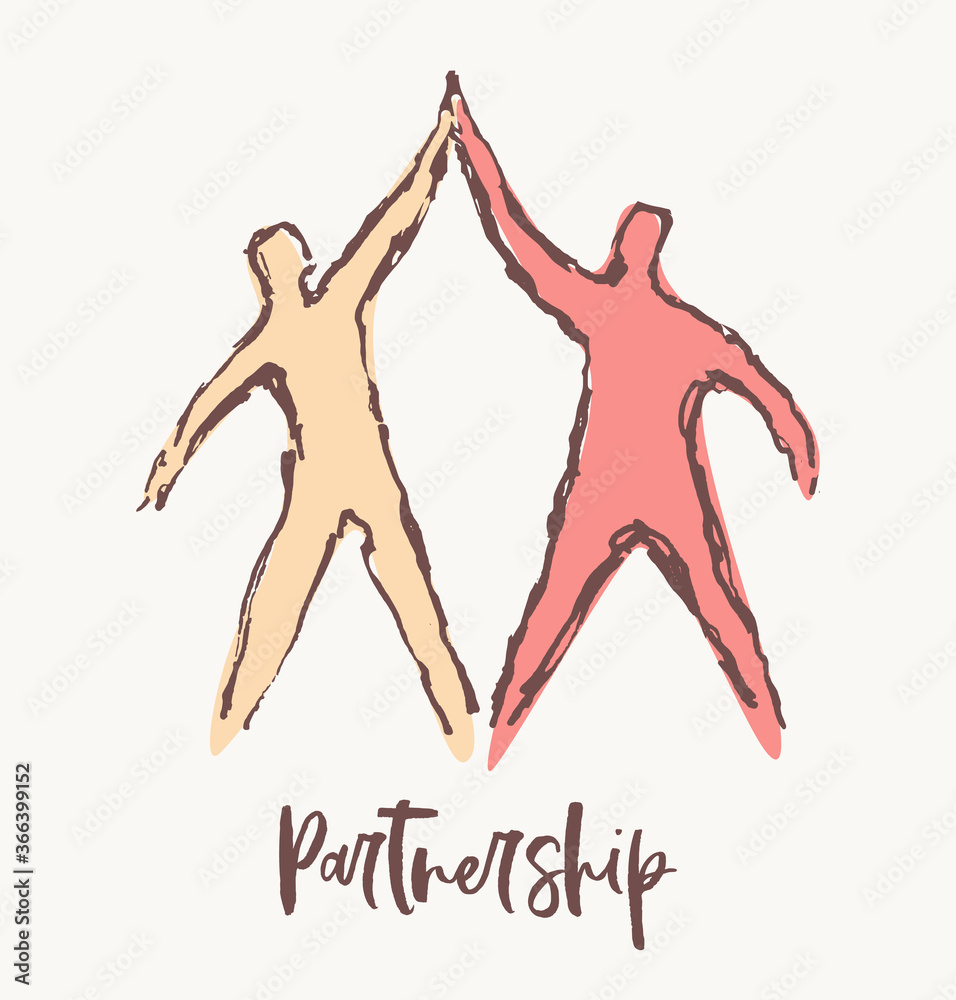 Drawn vector success men teamwork partnership team Drawn vector success men teamwork partnership team