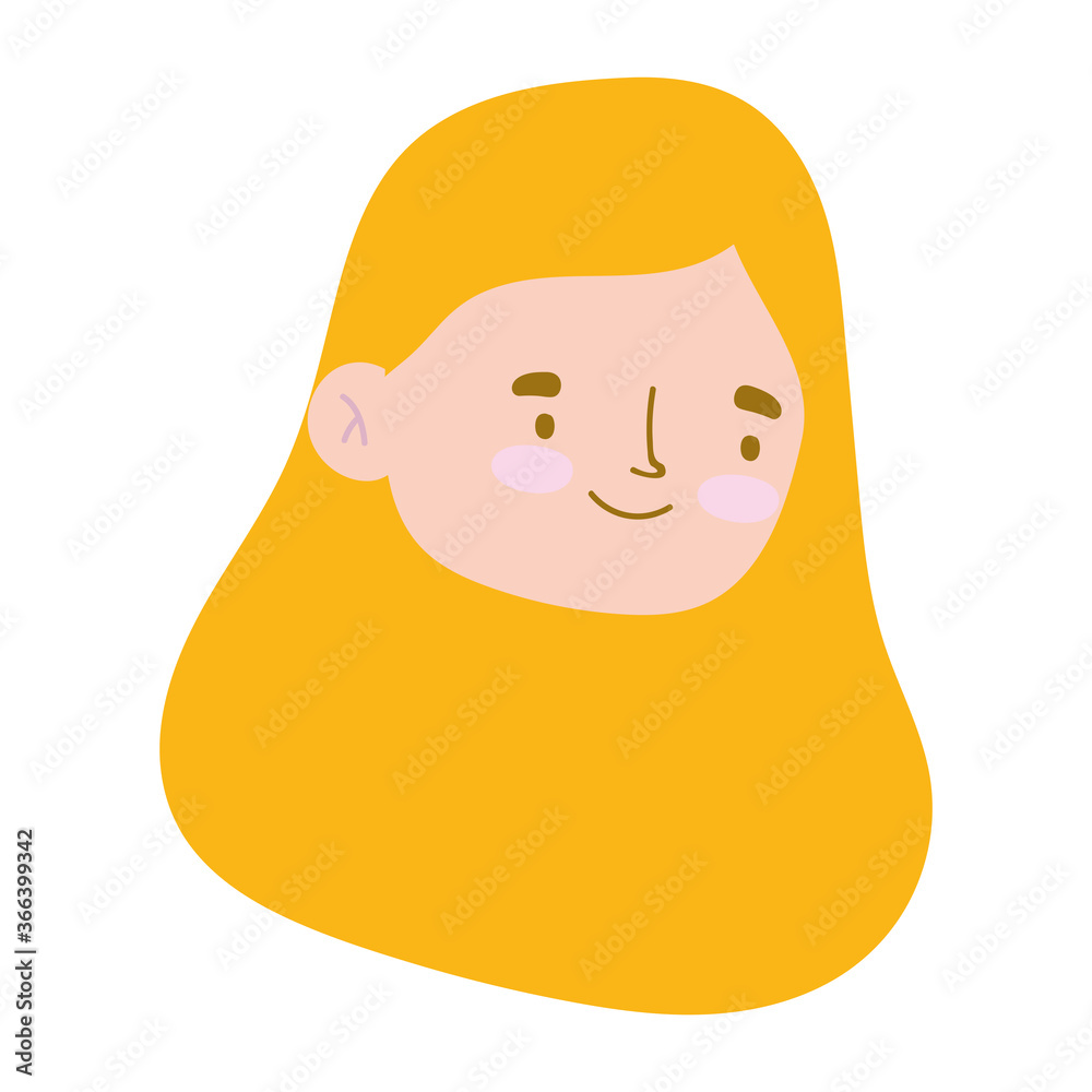 smiling girl face cartoon character isolated design icon smiling girl face cartoon character isolated design icon