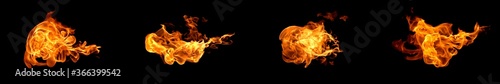 Fotografie, Obraz Fire flames on a black background