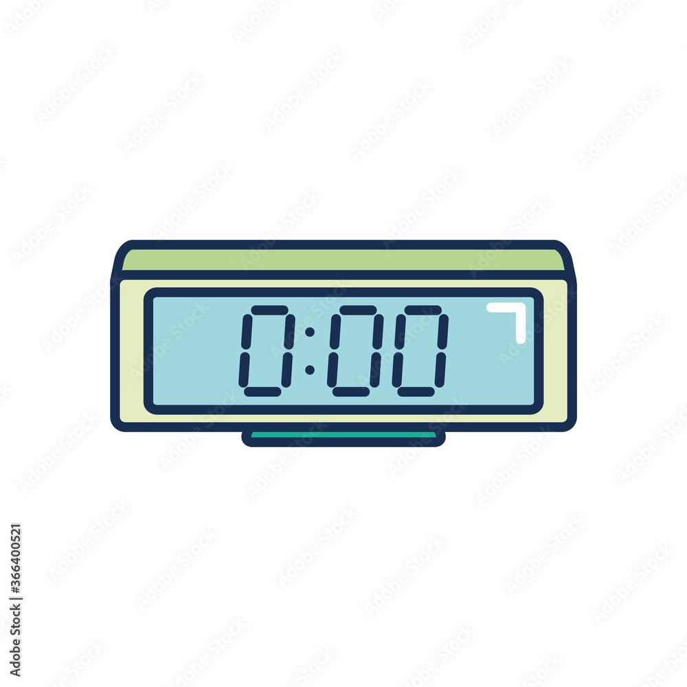 digital alarm clock icon, line fill style digital alarm clock icon, line fill style