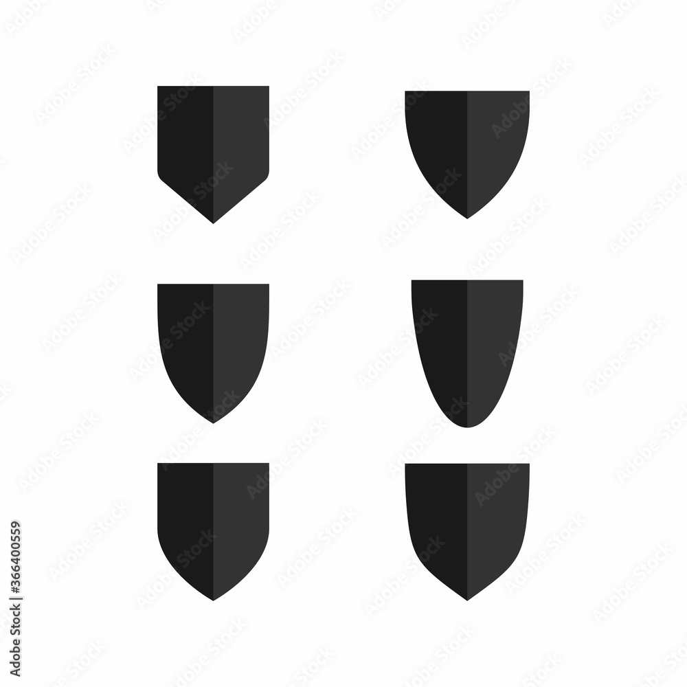 Shield Icon Set Vector with Flat Roof Style Shield Icon Set Vector with Flat Roof Style
