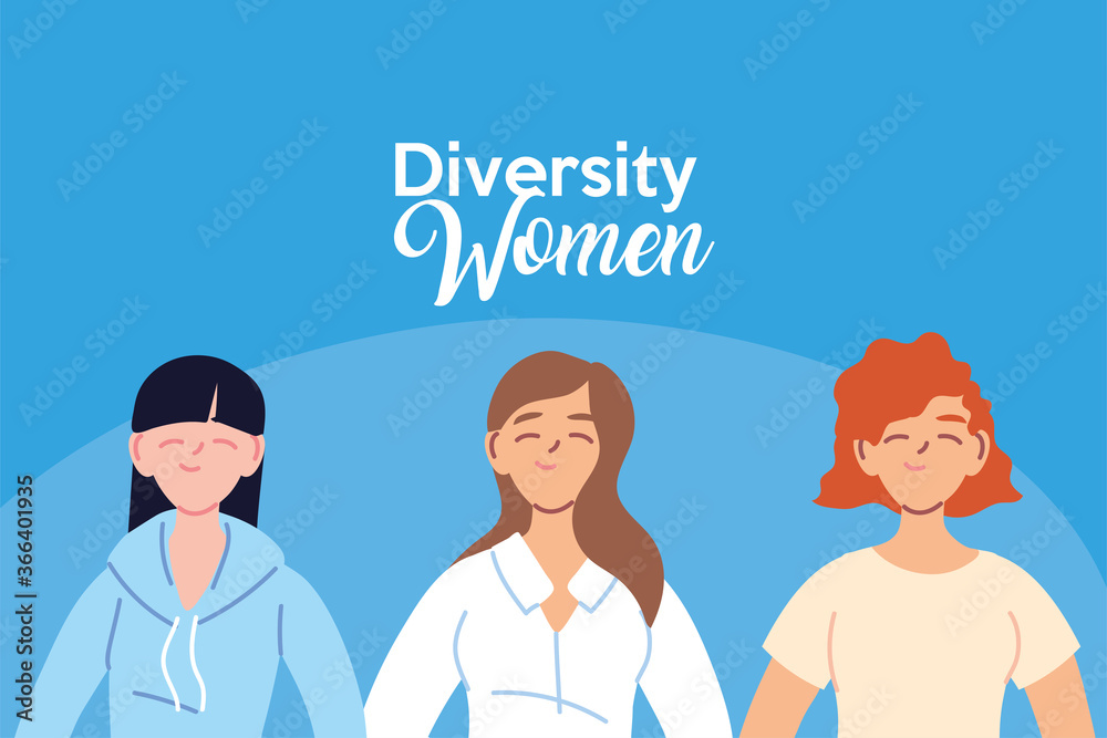 Three women cartoons of cultural diversity vector design Three women cartoons of cultural diversity vector design