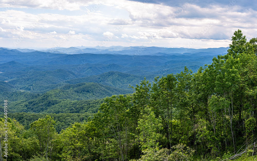 Fototapeta premium scenic, mountains, sky, clouds, summer, elevation, green, ridges, valleys, mountain ranges