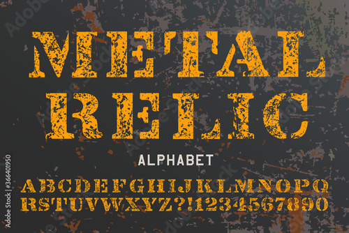 A Stencil Alphabet in the Style of Military Relics, with Heavy Grunge Effects