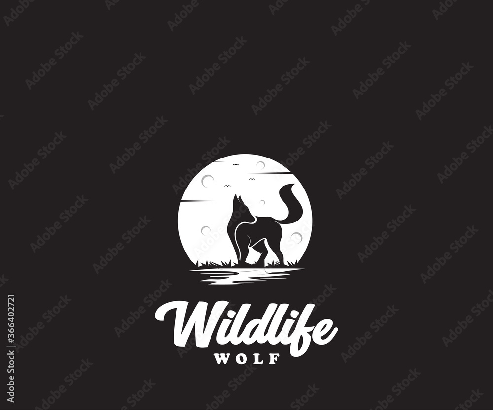 Wildlife wolf logo design template