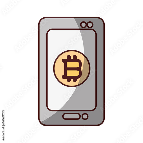 smartphone bitcoin money virtual icon isolated design shadow