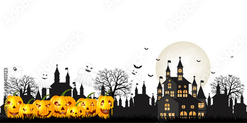 ハロウィン　かぼちゃ　城　背景