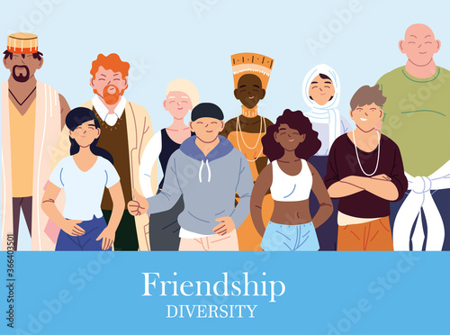 Women and men cartoons of cultural diversity vector design