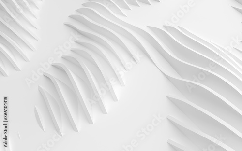 Abstract Curved Shapes. White Circular Background.