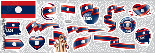Vector set of the national flag of Laos in various creative designs